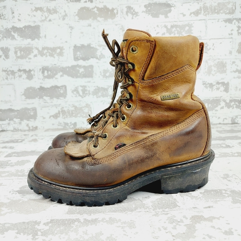 Justin Boots Brown Distressed Leather Gore-Tex Lace Up Ankle Boots E681